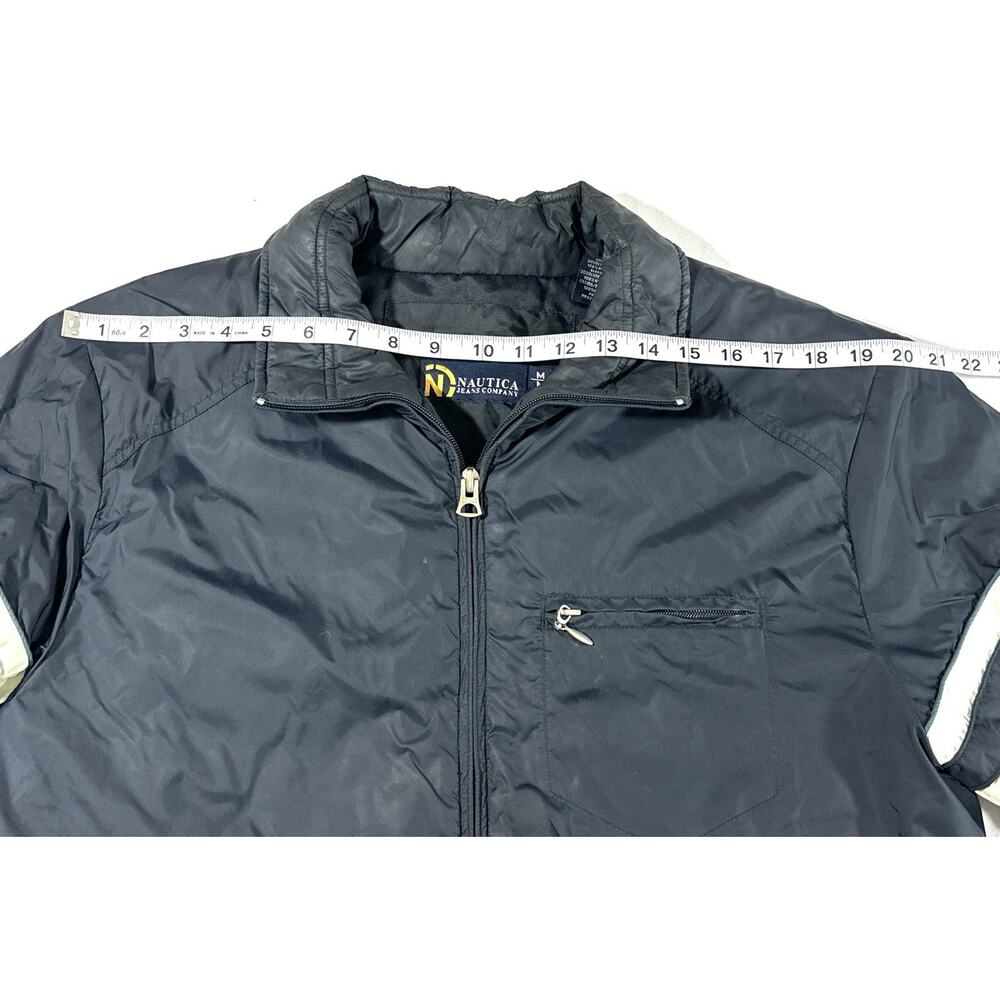 Nautica Jeans Company Men’s Jacket Medium Blue Nylon Quilted Lined Zip Up - Picture 6 of 11